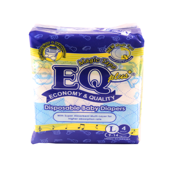 EQ  PLUS BABY DIAPERS LARGE 4'S