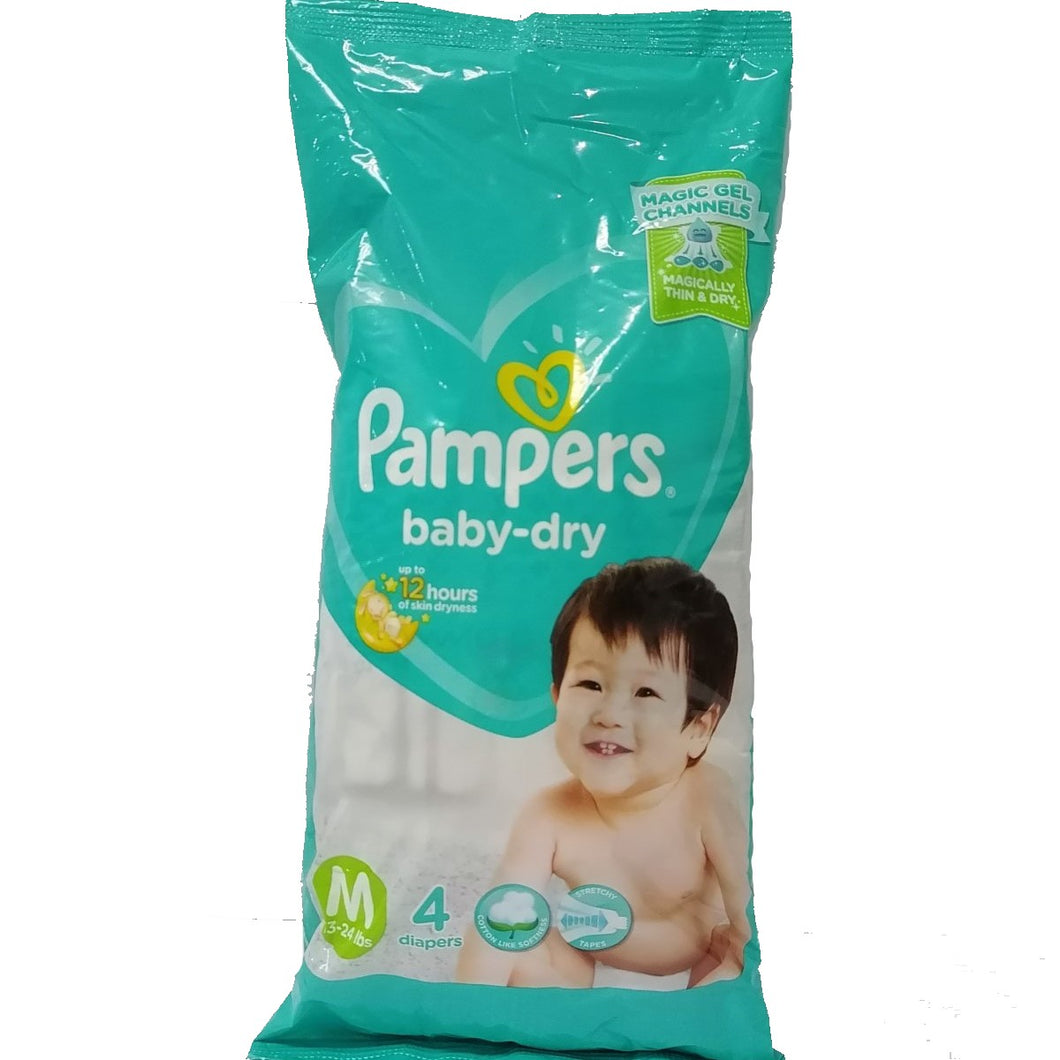 PAMPERS BABY DRY DIAPERS MEDIUM 4'S