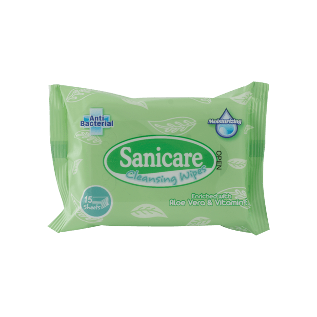 SANICARE CLEANSING WIPES ALOE VERA 15 SHEETS