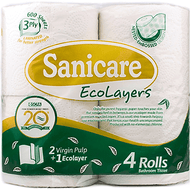 SANICARE ECOLAYERS TOILET PAPER 3-PLY 4 ROLLS