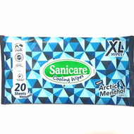 SANICARE COOLING WIPES ARCTIC MENTHOL 20 SHEETS