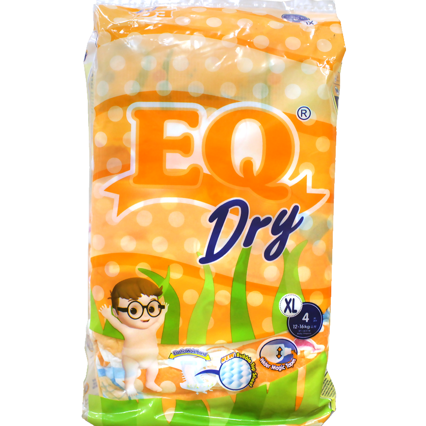 EQ DRY BABY DIAPERS XL 4'S