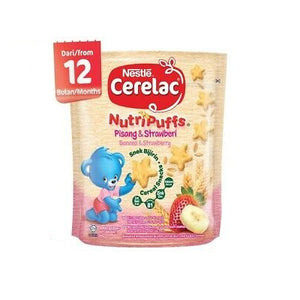 NESTLE CERELAC NUTRIPUFFS BANANA & STRAWBERRY CEREAL SNACK POUCH  50G